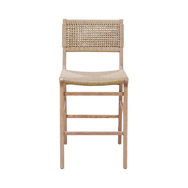 Charlotte Cerused Oak & Woven Counter Stool