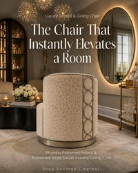 Rhumba Patterned Fabric & Burnished Silver Swivel Accent/Dining Chair