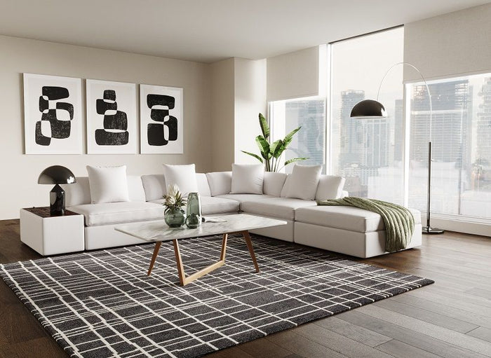 Beverly Modern White L- Shaped Modular Sectional Sofa
