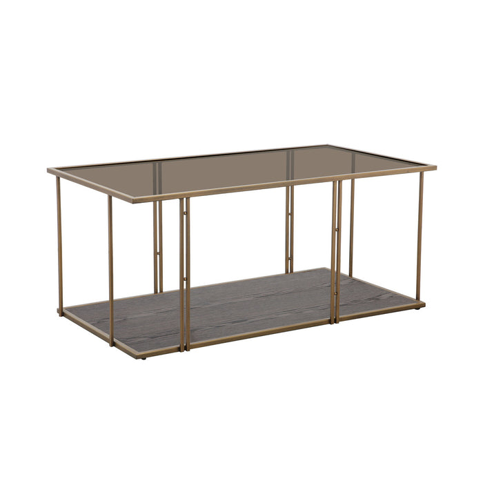 Eliva Brown Ash & Glass Coffee Table - Luxury Living Collection