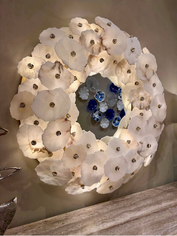 Kourtney 55” Alabaster 14 Light Mirror - Luxury Living Collection