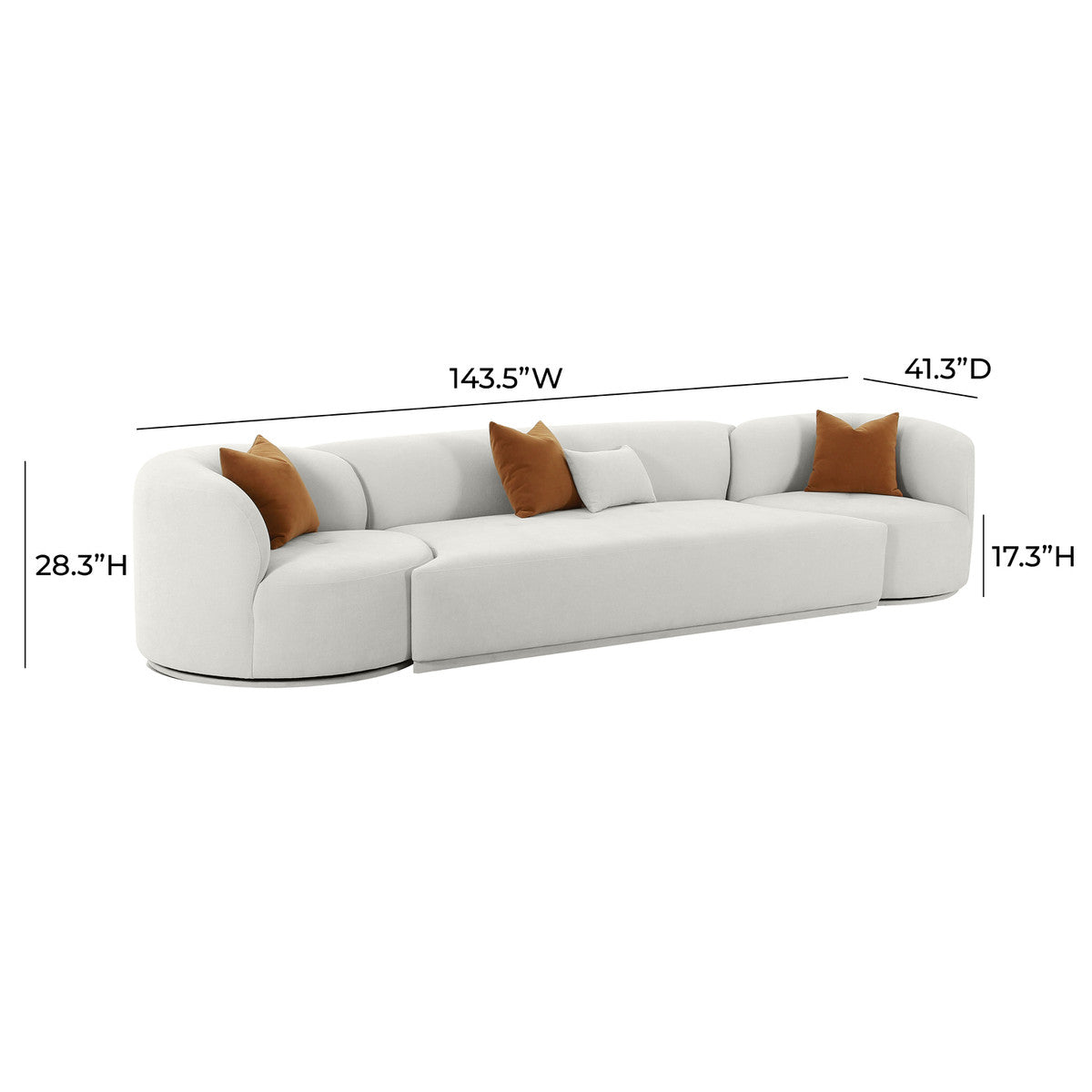 Pablo Grey Velvet 3-Piece Modular Sofa - Luxury Living Collection