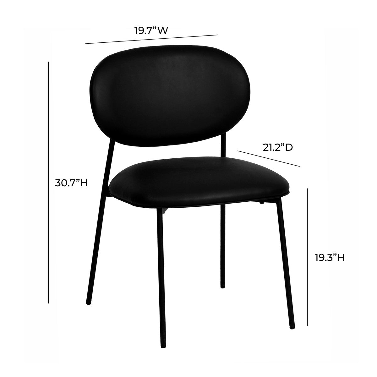 Kaycee Black Vegan Leather Stackable Dining Chair (Set of 2)