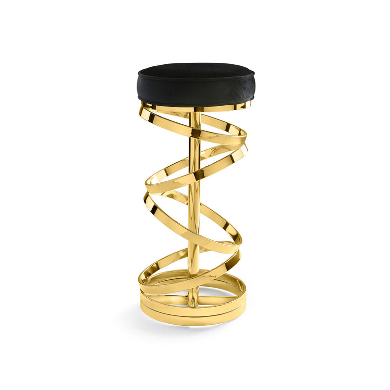 Madelynn Glam Black Velvet & Gold Counter Stool