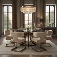 True Modern Off-White Velvet & Brass Dining Chair