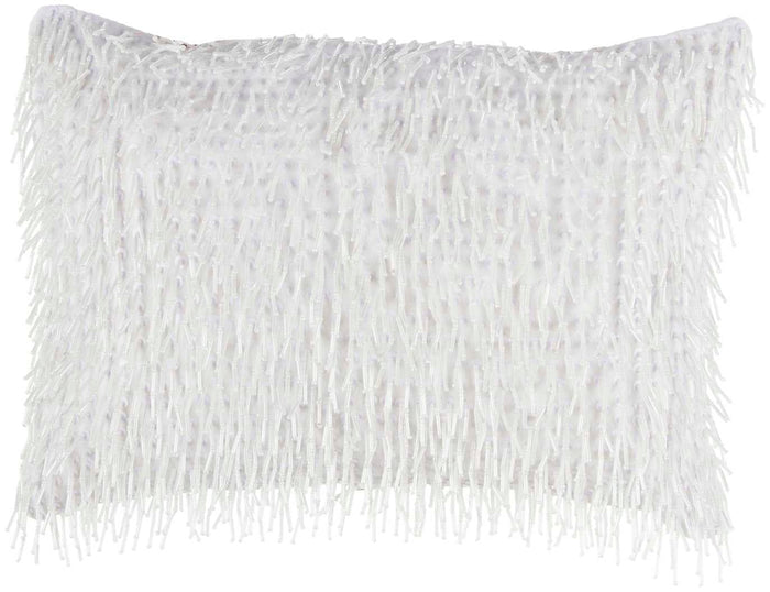Demetria 10" x 14" White Throw Pillow - Elegance Collection