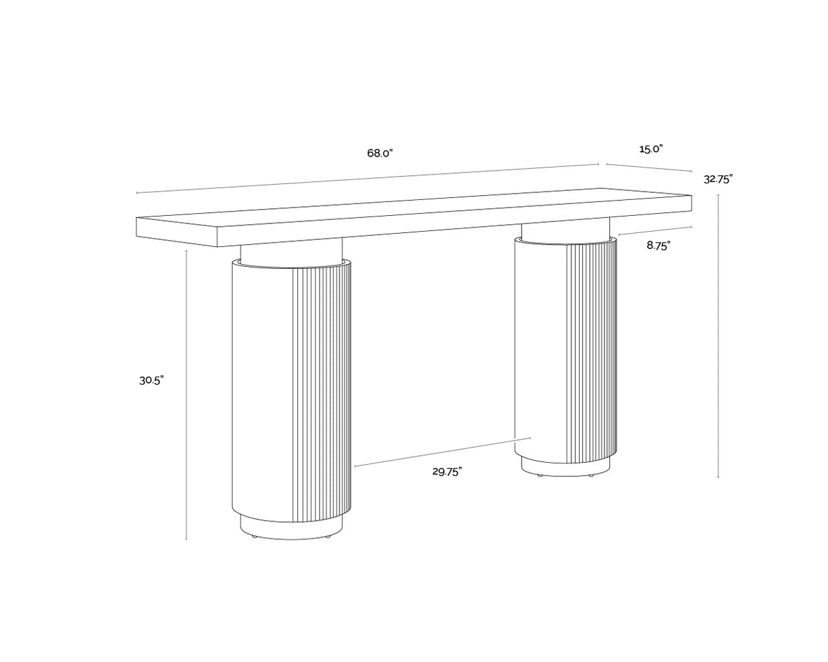 Ashva 68" Natural Travertine & Brass Console Table