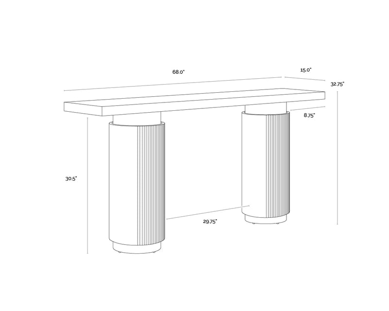 Ashva 68" Natural Travertine & Brass Console Table