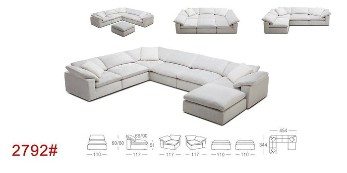 Eldora Modern White L- Shaped Reversible Sectional Sofa