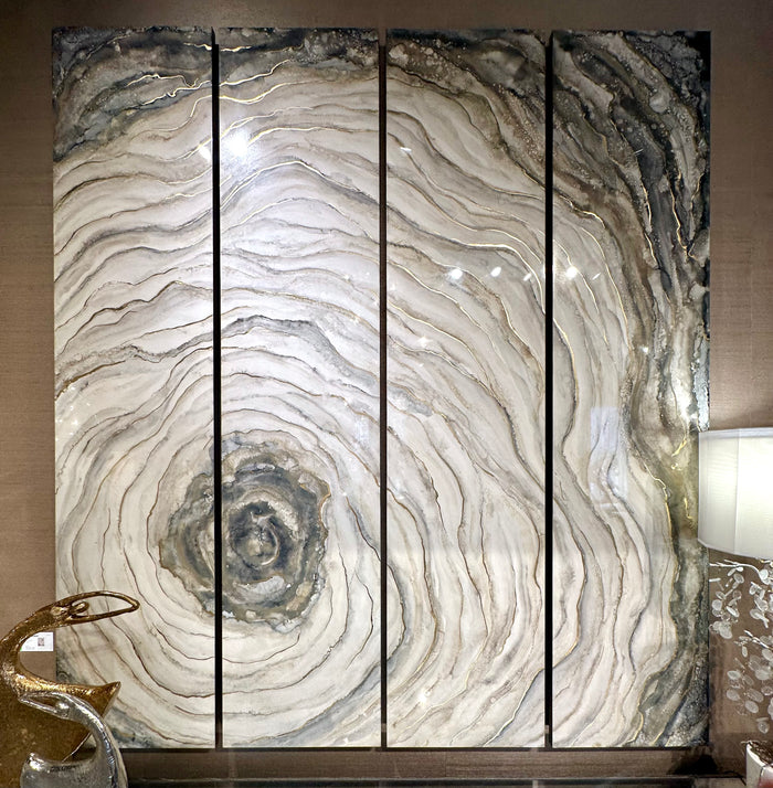 Radiant Grey Agate & Gold Wall Art Panels (Set of 4)