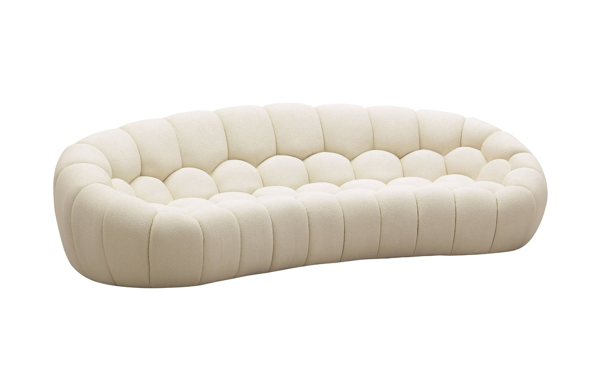 Nicoma Modern Curved Off-White Fabric Sofa