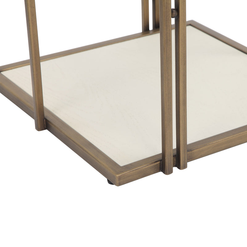 Eliva Cream Ash & Glass Side Table - Luxury Living Collection