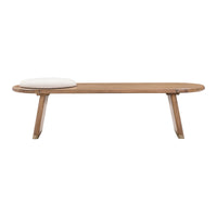 Kato Cognac Acacia Bench with Boucle Seat - Luxury Living Collection