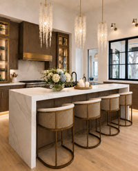 Chelsea White Performance Basket Weave & Gold Counter Stool