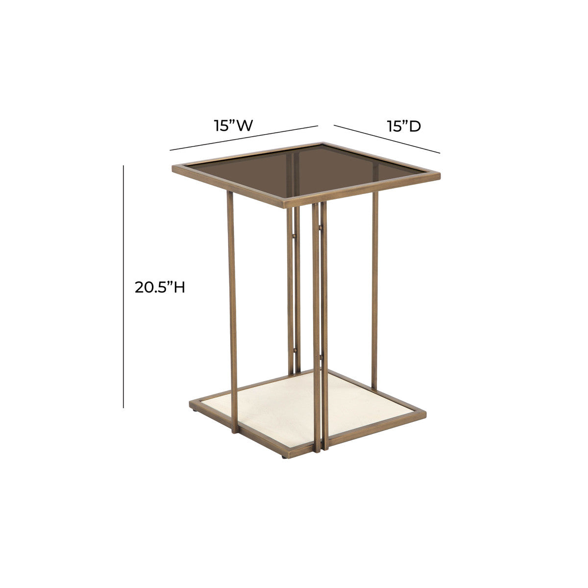 Eliva Cream Ash & Glass Side Table - Luxury Living Collection