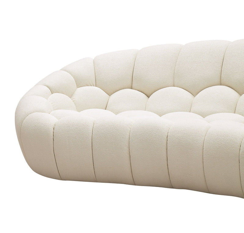 Nicoma Modern Curved Off-White Fabric Sofa