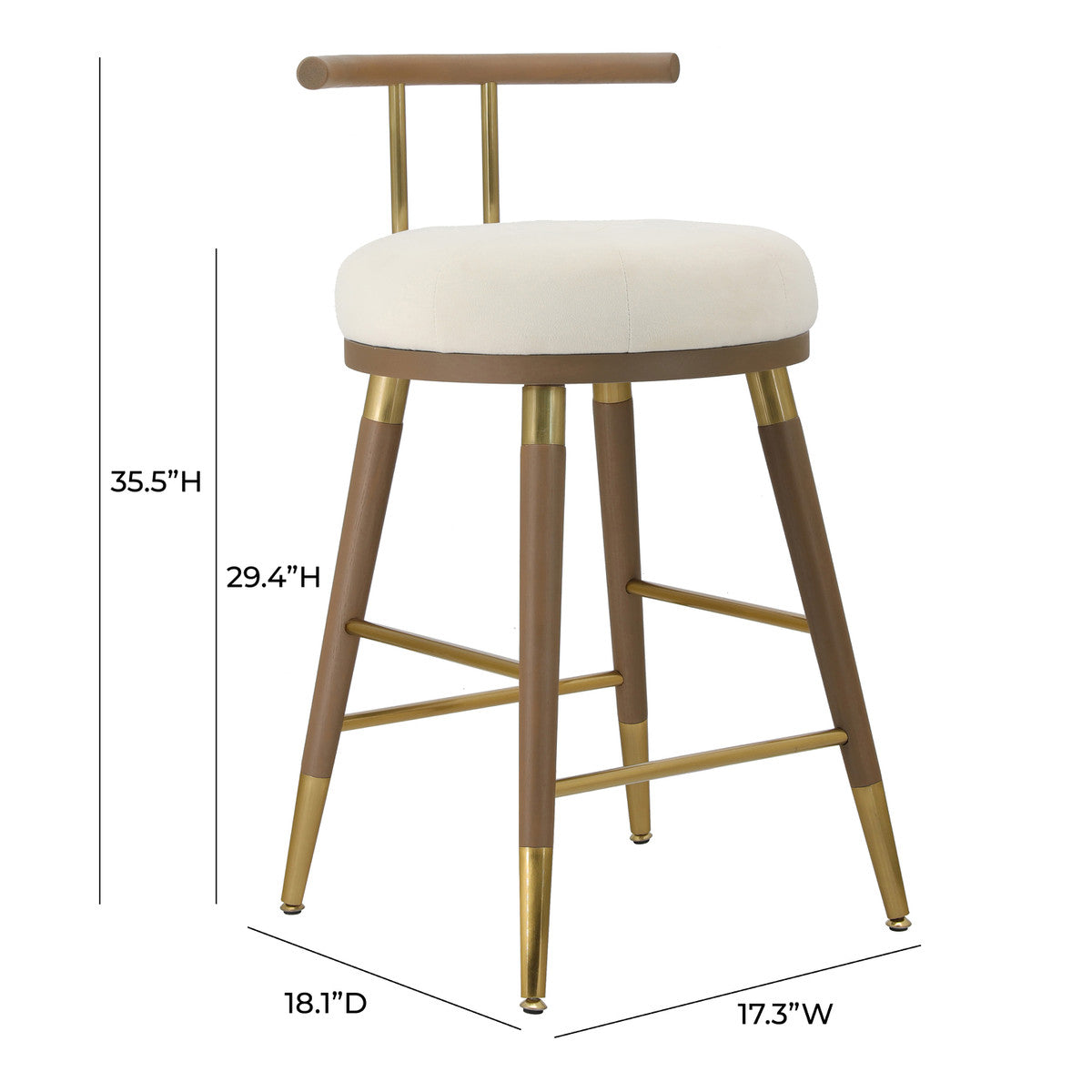 Heather Cream Velvet Barstool