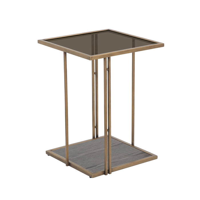 Eliva Brown Ash & Glass Side Table - Luxury Living Collection