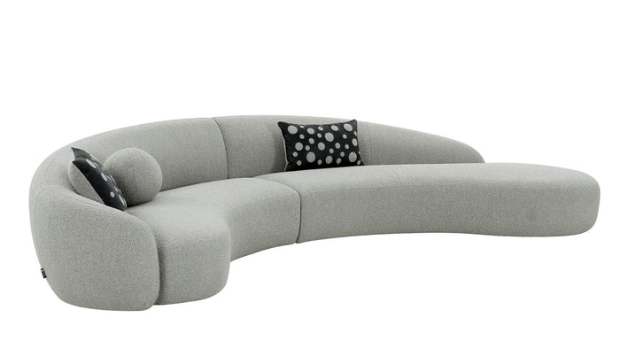 Caballo Glam Grey and Black Fabric Curved Sectional Sofa