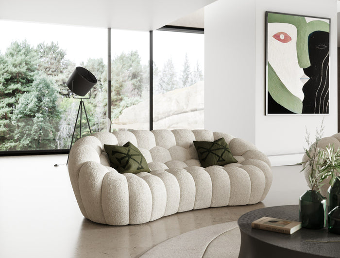 Nicoma Modern Curved Off-White Fabric Loveseat