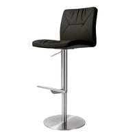 Pluto Black Vegan Leather on Silver Adjustable Stool - Luxury Living Collection