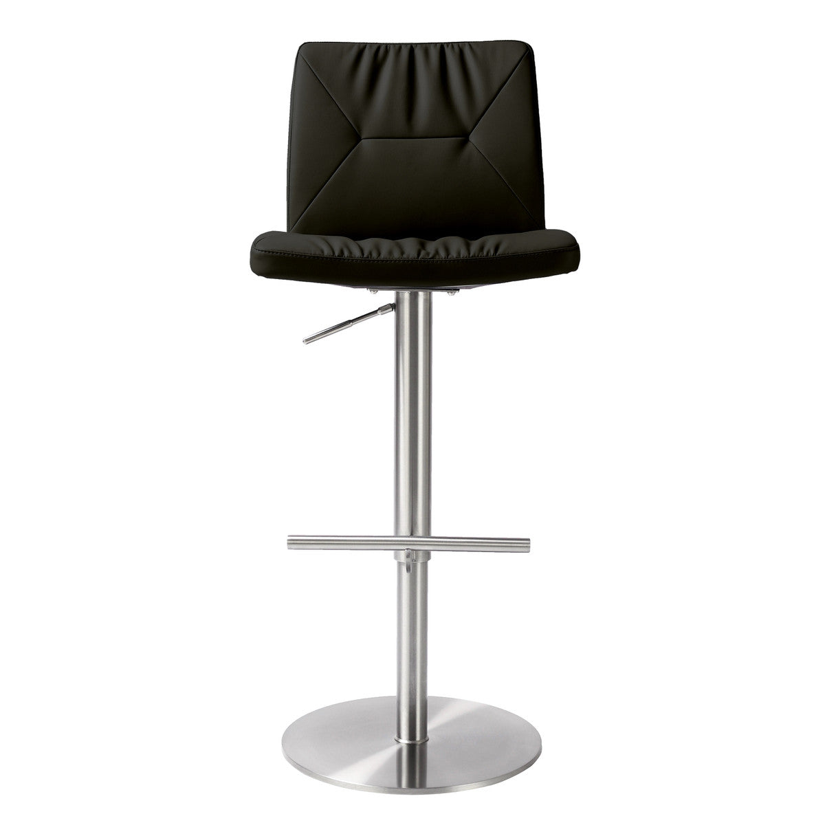 Pluto Black Vegan Leather on Silver Adjustable Stool - Luxury Living Collection