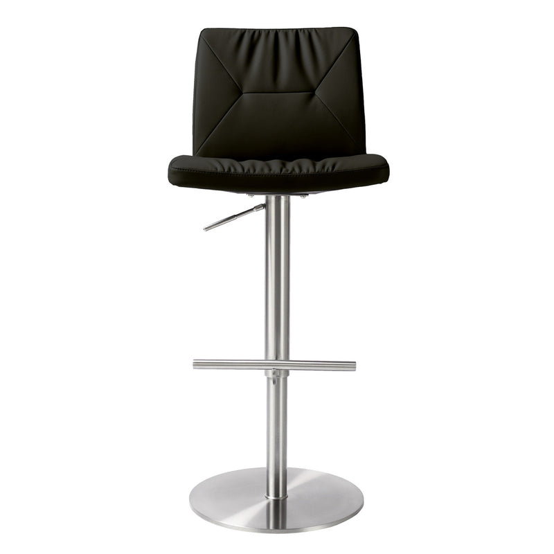 Pluto Black Vegan Leather on Silver Adjustable Stool - Luxury Living Collection