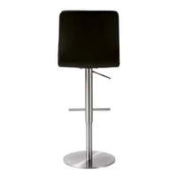 Pluto Black Vegan Leather on Silver Adjustable Stool - Luxury Living Collection