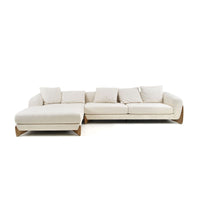 Palacio Cream Fabric and Walnut LAF Sectional Sofa