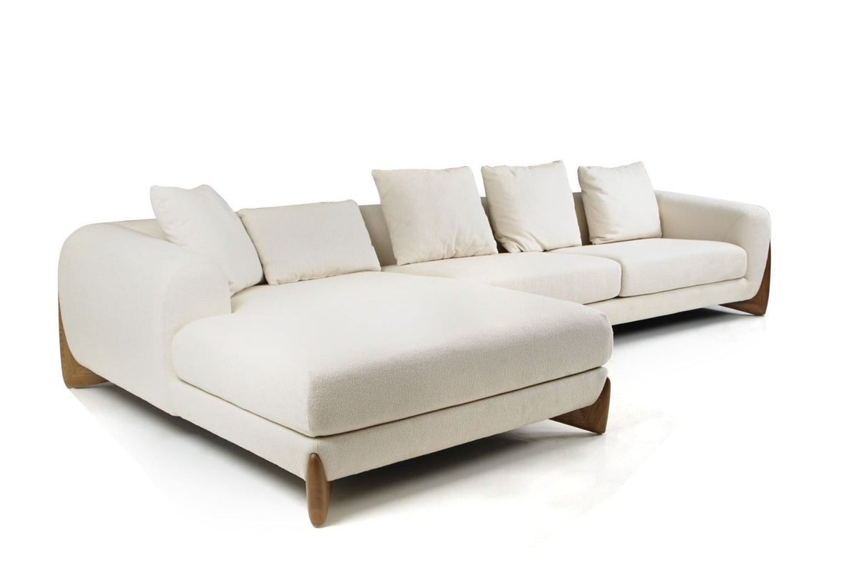 Palacio Cream Fabric and Walnut LAF Sectional Sofa