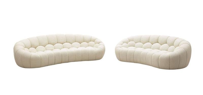 Nicoma Modern Curved Off-White Fabric Loveseat