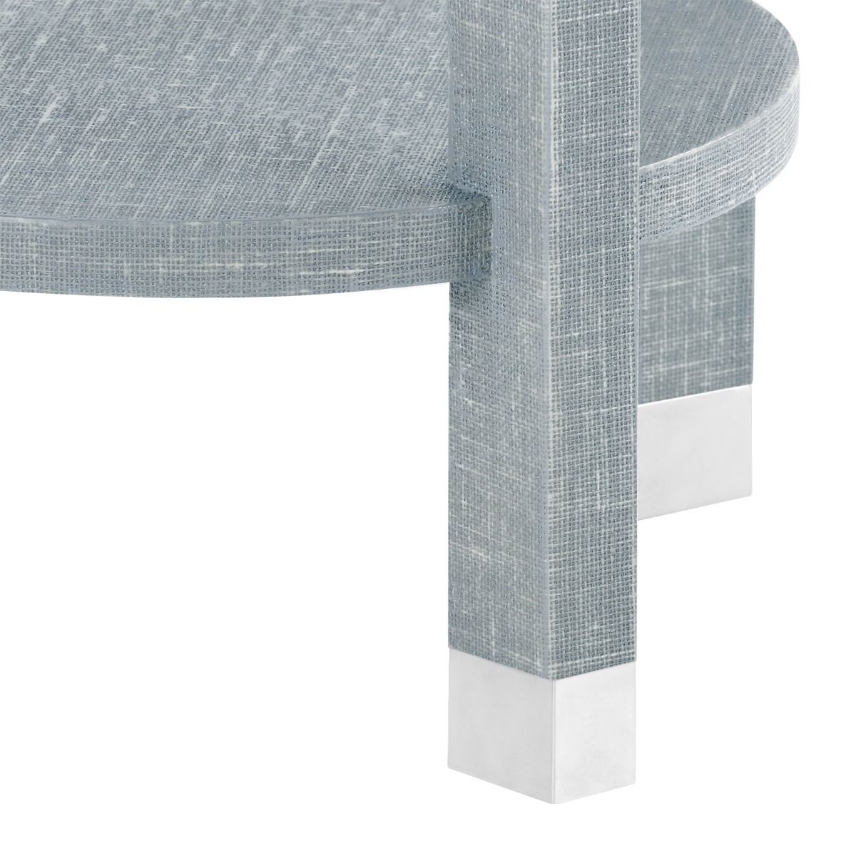 Seneca 1-Drawer Round Side Table - Winter Grey / Nickel