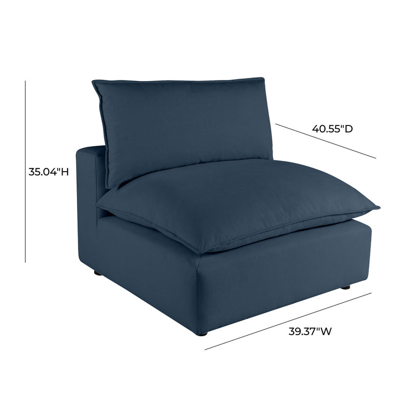 Carlie Navy Modular Armless Chair - Luxury Living Collection