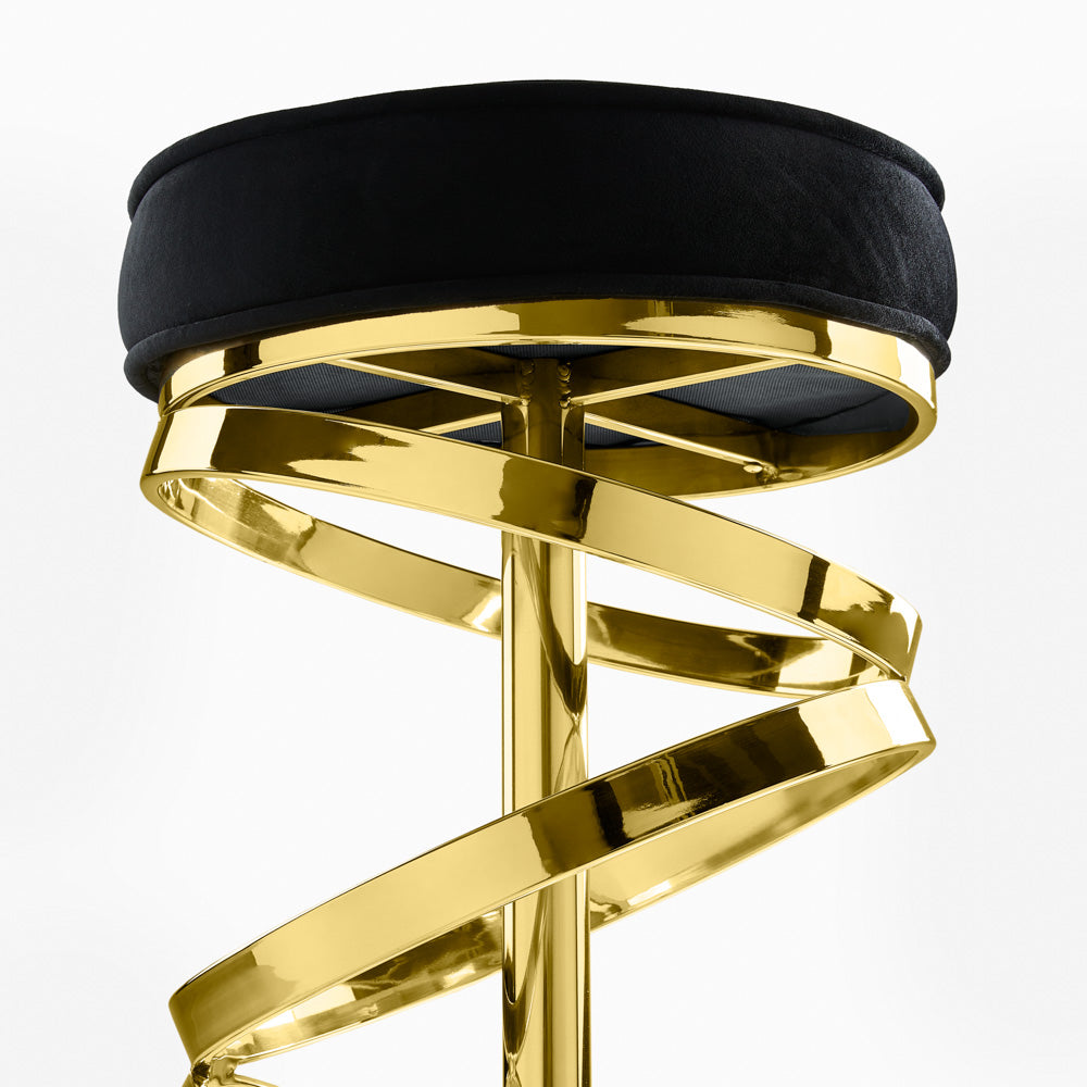 Madelynn Glam Black Velvet & Gold Counter Stool