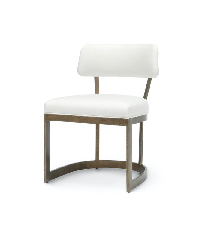 Conrad Gold & Performance White Basket Weave Side Chair