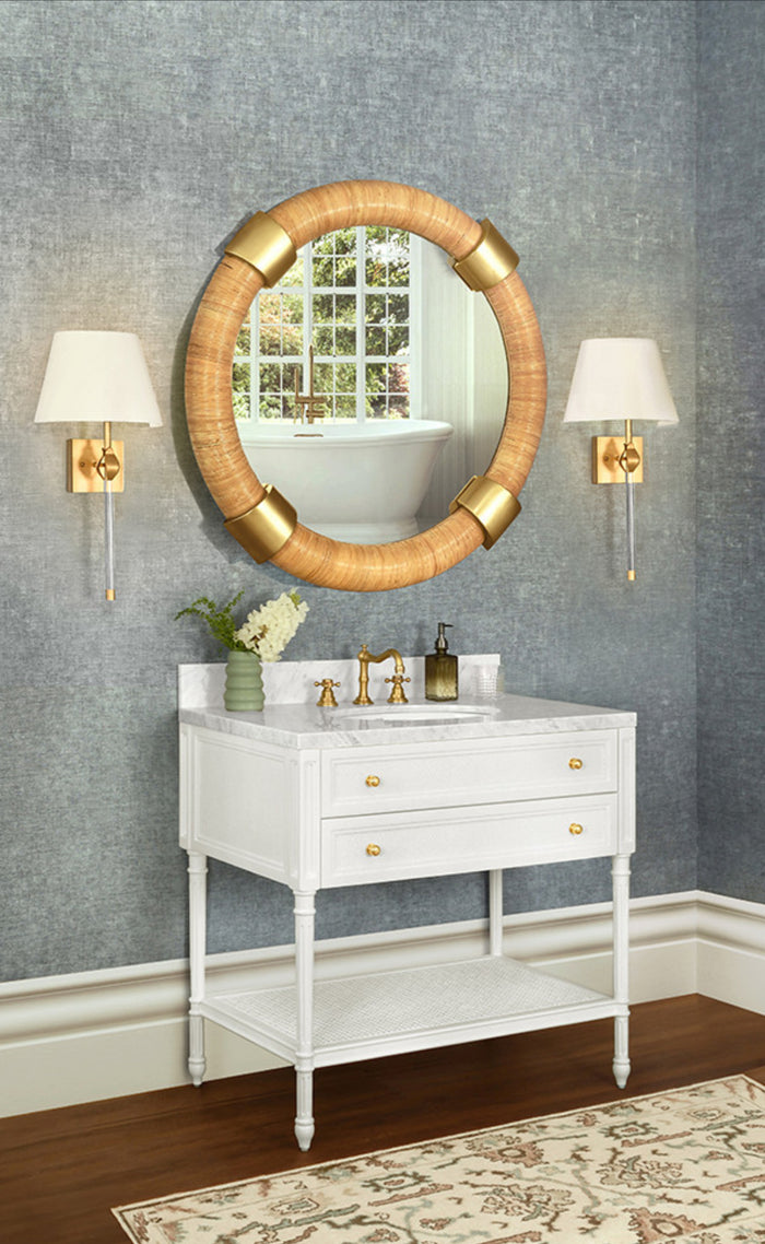 Esmeh 36.5" Grasscloth & Gold Bath Vanity