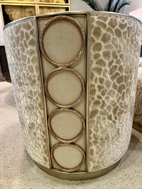Rhumba Patterned Fabric & Burnished Silver Swivel Accent/Dining Chair