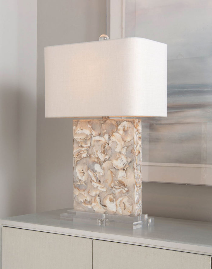 Vaughan Creamy White and Sultry Grey Table Lamp - Luxury Living Collection