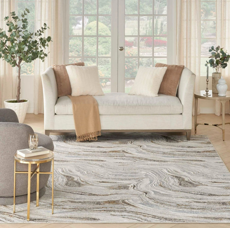 Glam Grey/Gold Modern Area Rug - Elegance Collection