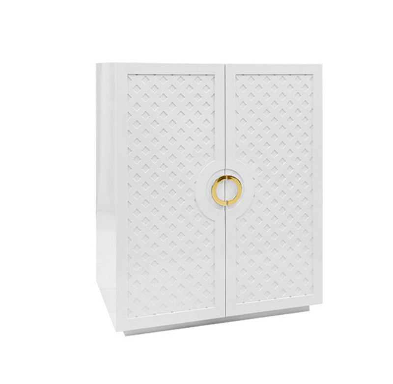 Ginny 40" White Lacquer Storage Cabinet