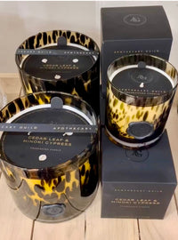 Opal Glass Five-Wick Candle Jar Amber & Black/ Cedar Leaf & Hinoki Cypress (Set of 2)