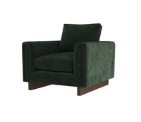 Lovell Forest Green Velvet & Dark Walnut Accent Chair