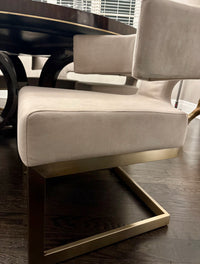 True Modern Off-White Velvet & Brass Dining Chair