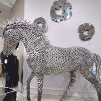 Horse Walking Stainless Steel Sculpture (Indoor or Outdoor)