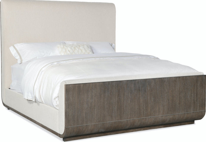 Reyeh Modern Upholstered Dark Wood Bed