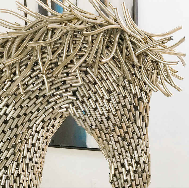 Horse Walking Stainless Steel Sculpture (Indoor or Outdoor)