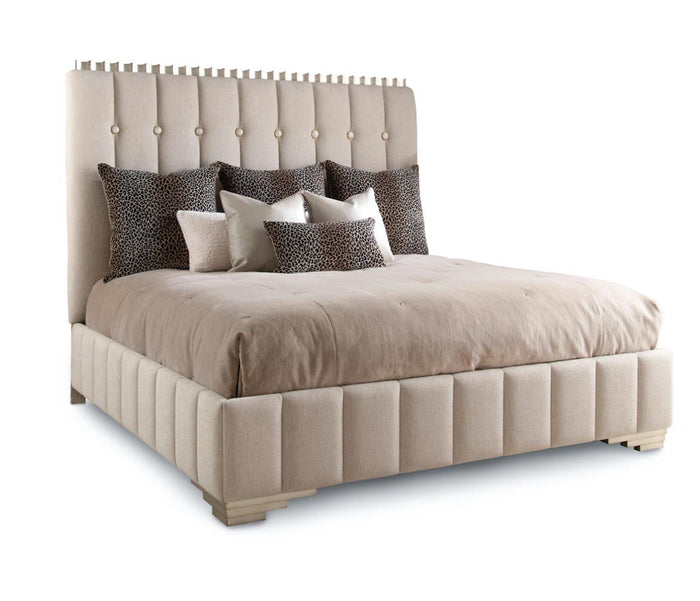 Zenia Silver Finish King Bed - Luxury Living Collection