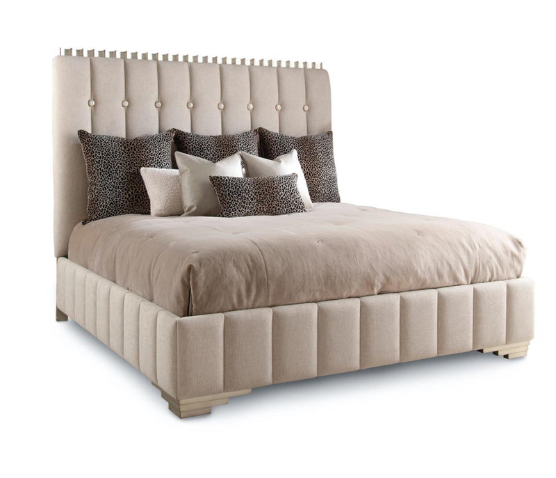 Zenia Silver Finish King Bed - Luxury Living Collection