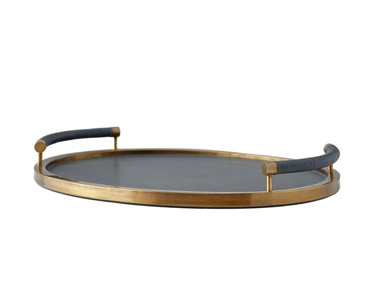 Tallulah Gold & Slate Leather Tray