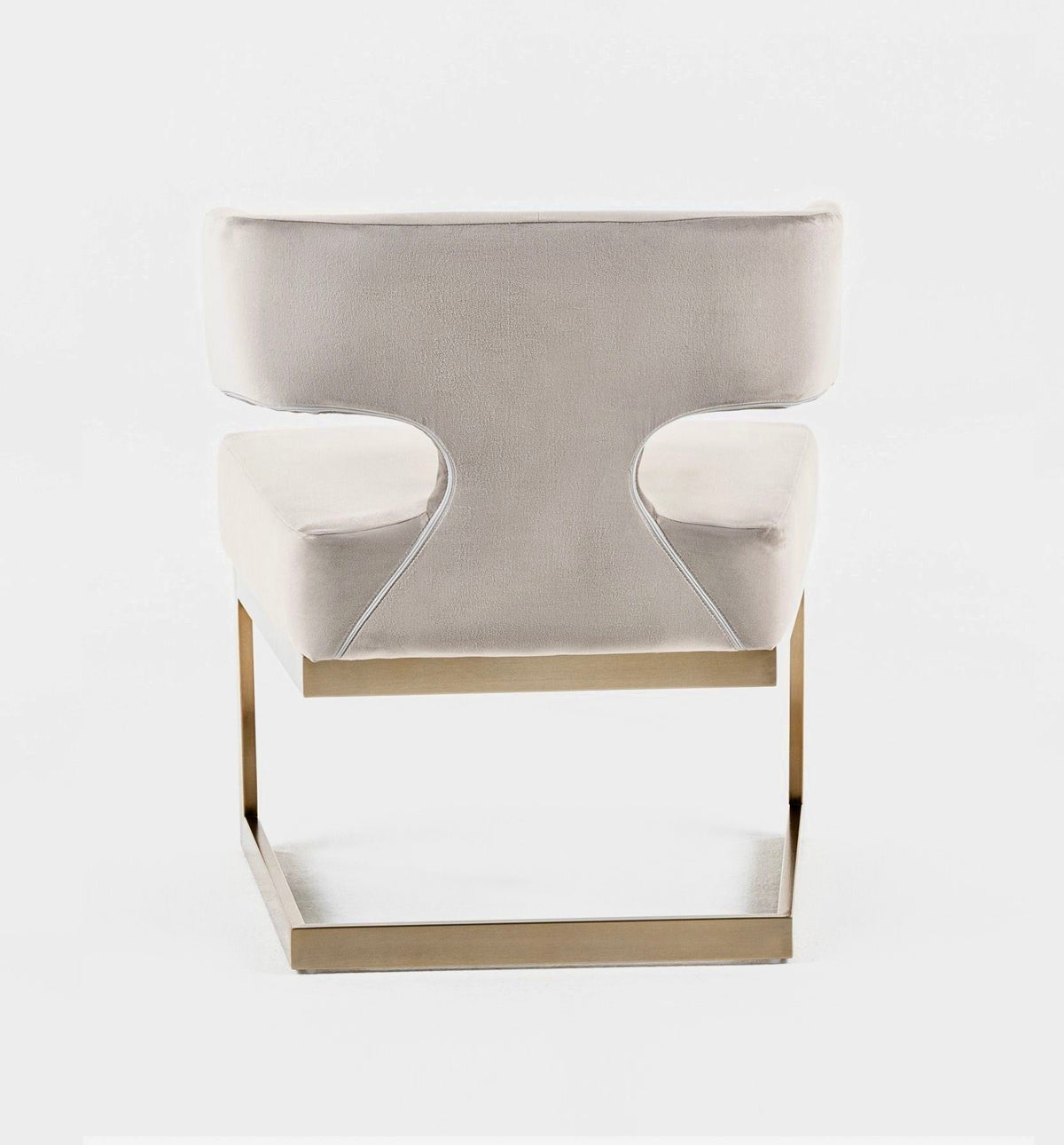 True Modern Off-White Velvet & Brass Dining Chair